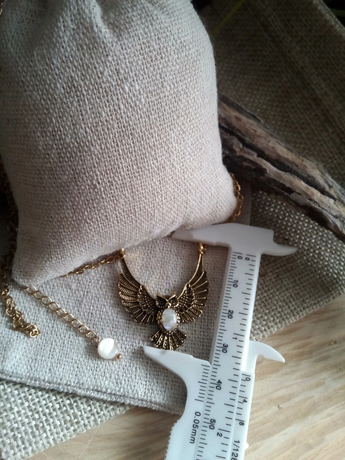 Collier pendentif hibou avec pierre de lune – photo 3